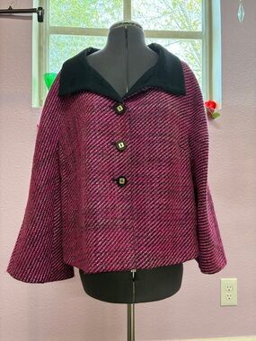 Escada Pink and Black Diagonal Wool blazer- size 42
